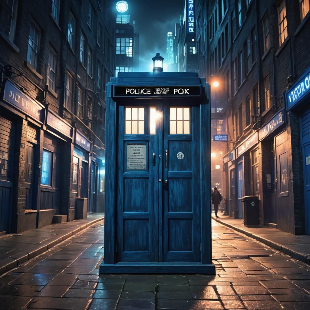 TARDIS Materializes in Futuristic Cityscape