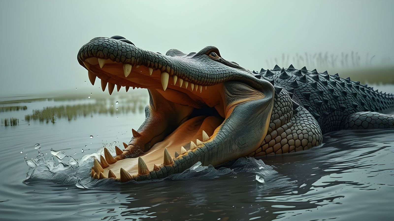 Terrifying Crocodile Emerges: Hyperrealistic Cinematic Displ...