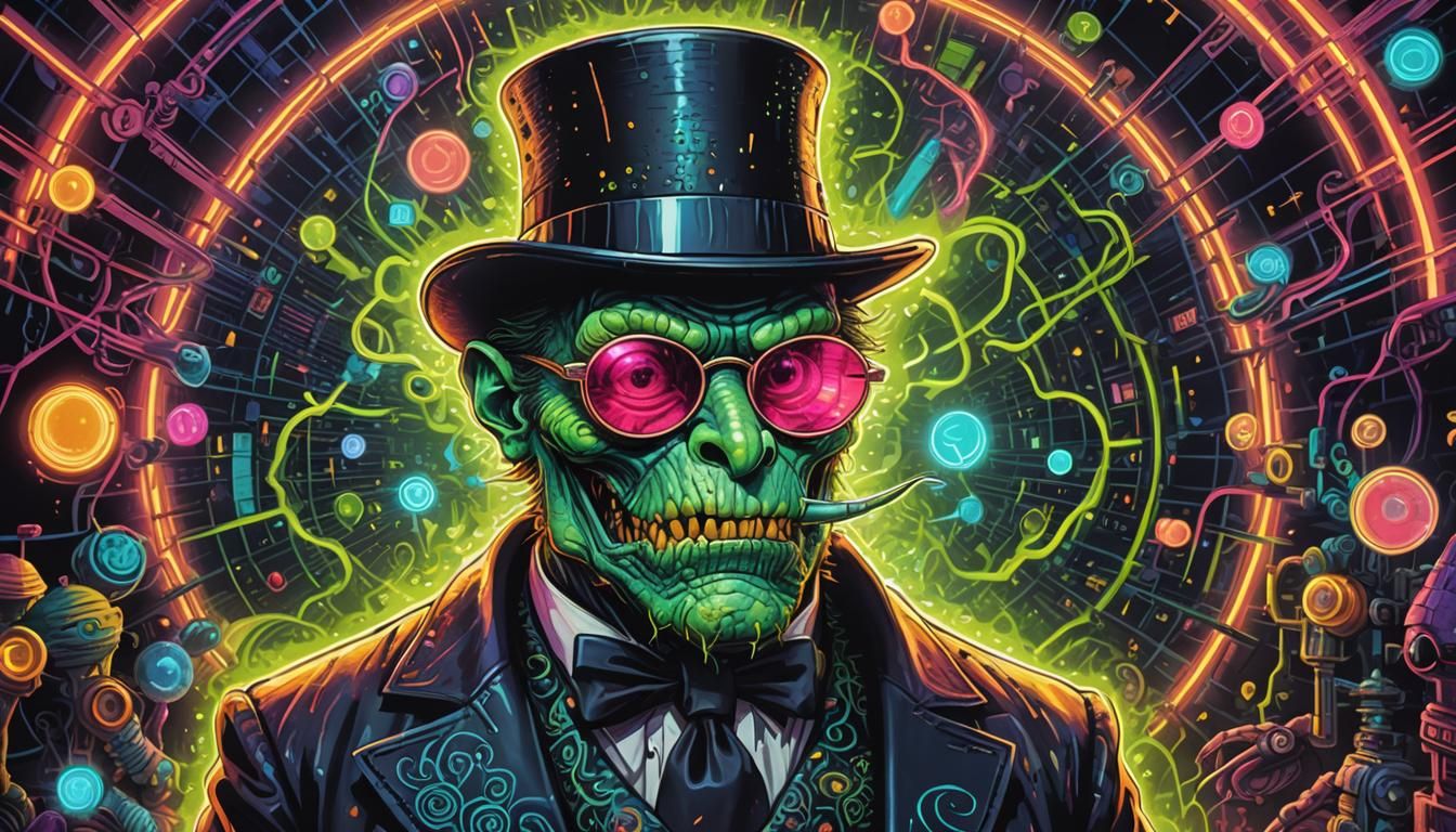 Bizarre Monster in Matrix of Electric Neon