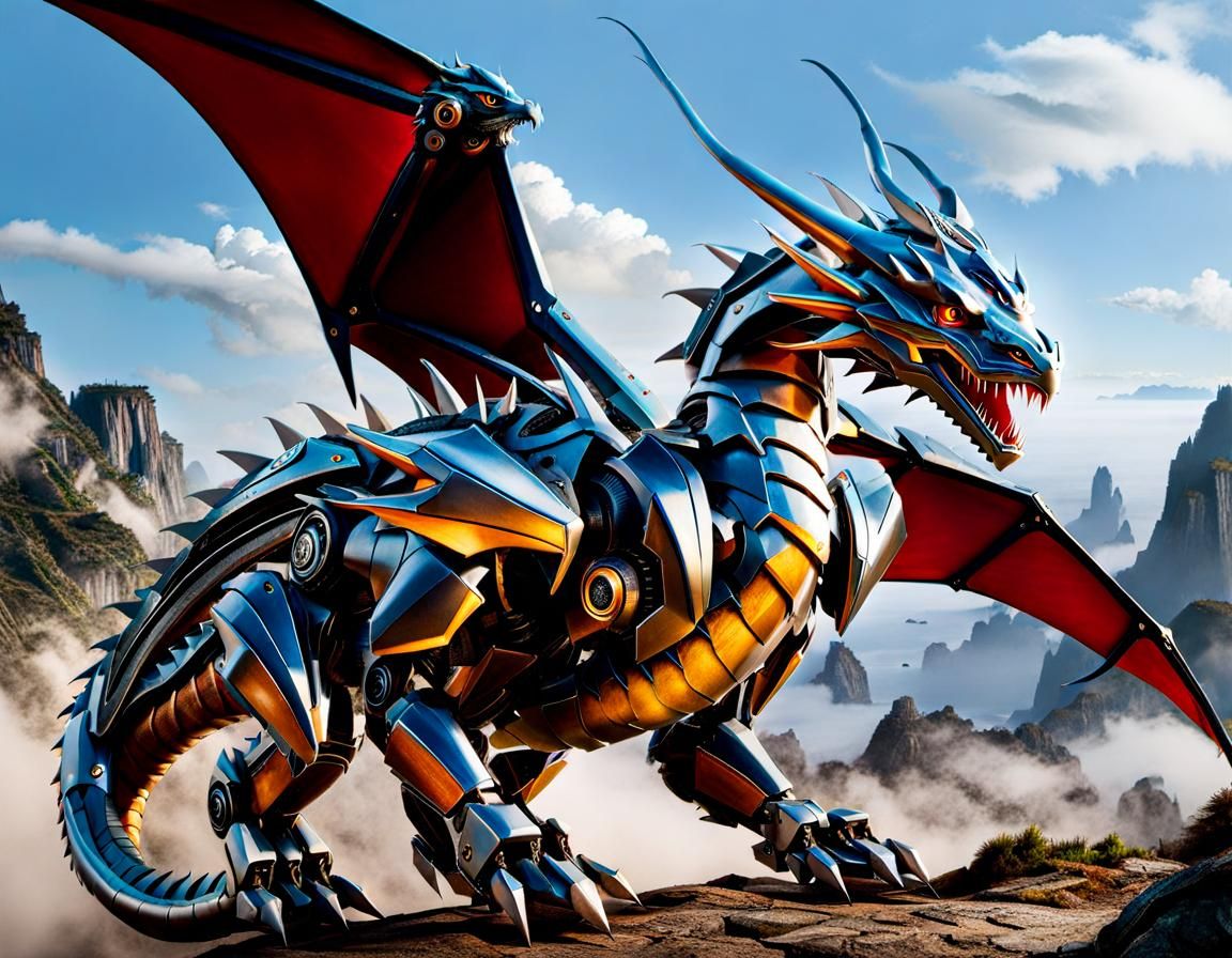 Futuristic Robotic Dragon Illustration