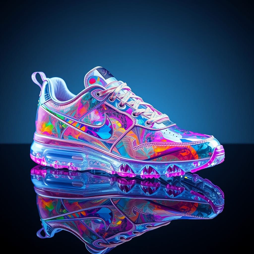 Glass and Crystal Nike Sneaker in Futuristic Style