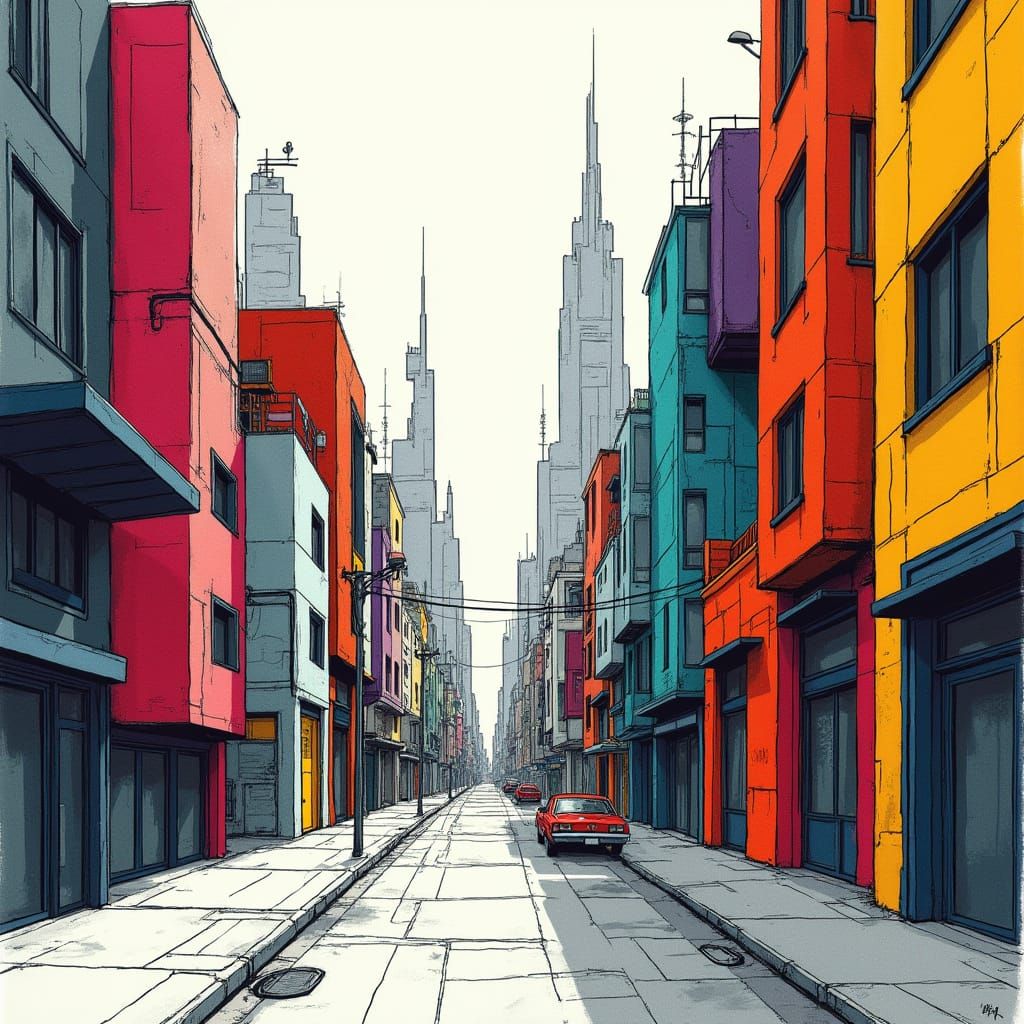 Contrasting Cityscapes: Modern Meets Cyberpunk