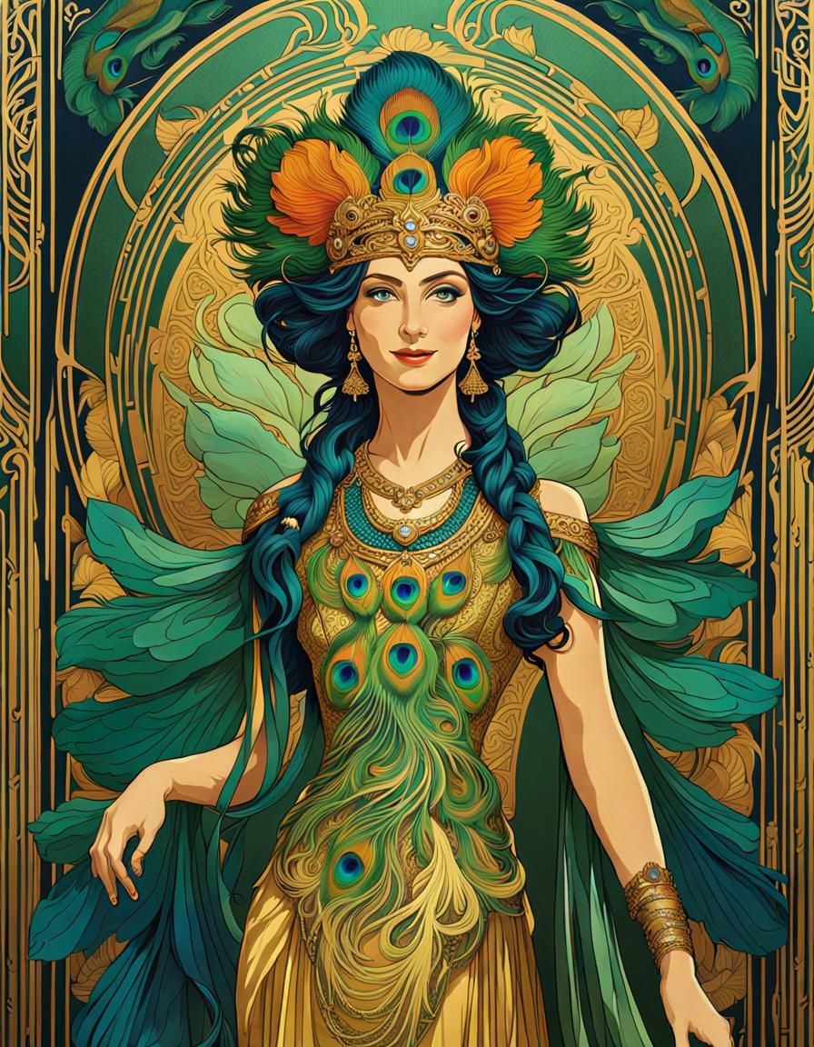 Art Nouveau Poster of Smiling Goddess Hera