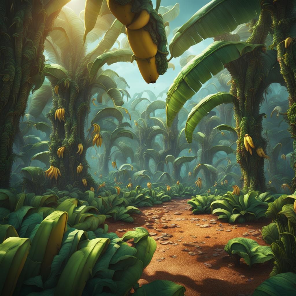 Tropical Banana Grove: Detailed Matte Painting