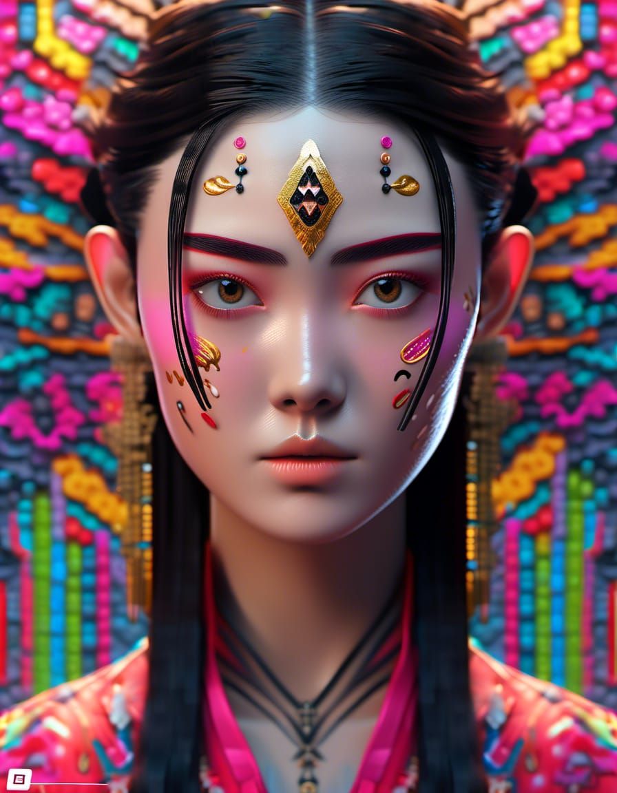 Hyperrealistic Portrait of Woman with Oily Hair