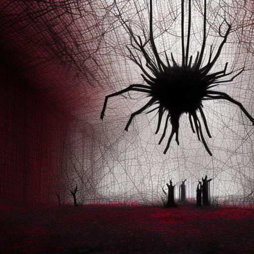 Black Spiders in a Fantastical Art Style