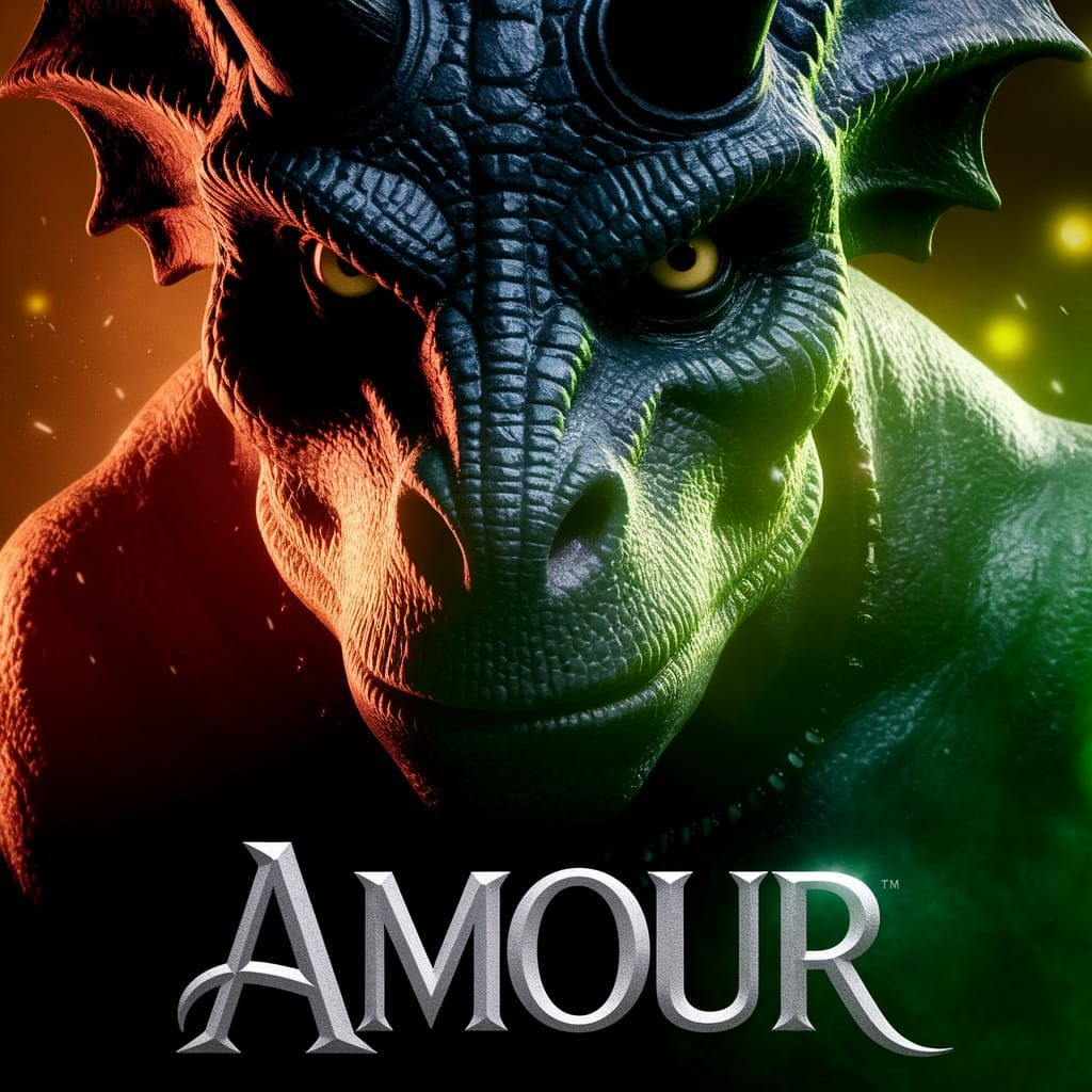 Iconic Creature Portrait with Horns and Green Lighting