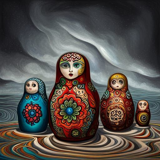Whimsical Horror Nesting Dolls in Pop Art Style