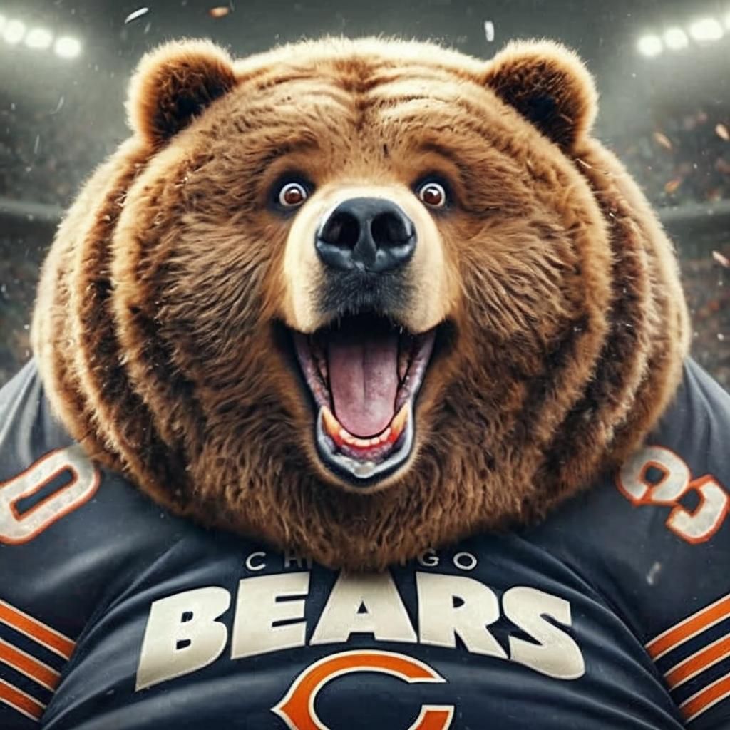 Excited Obese Kodiak Bear Celebrates NFL Game Victory