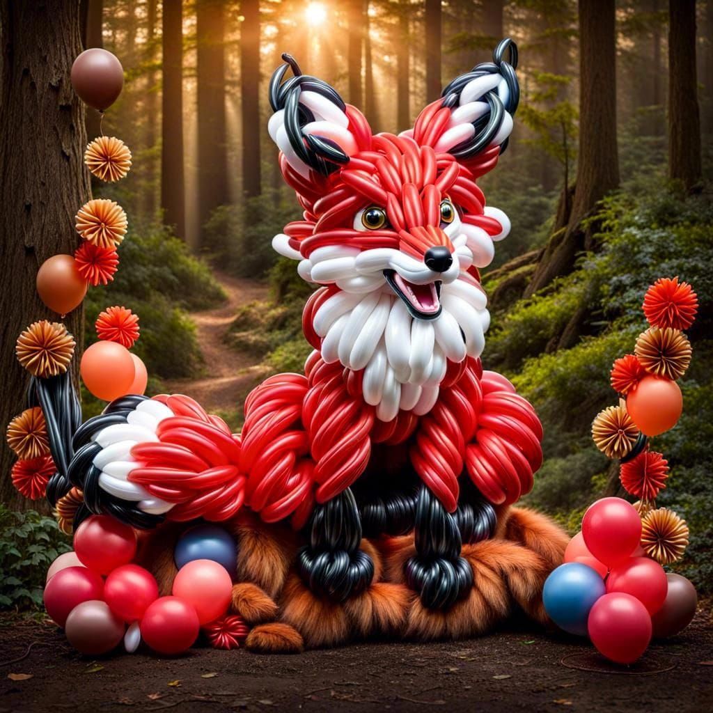 Red Fox in Traditional Balloon Animal