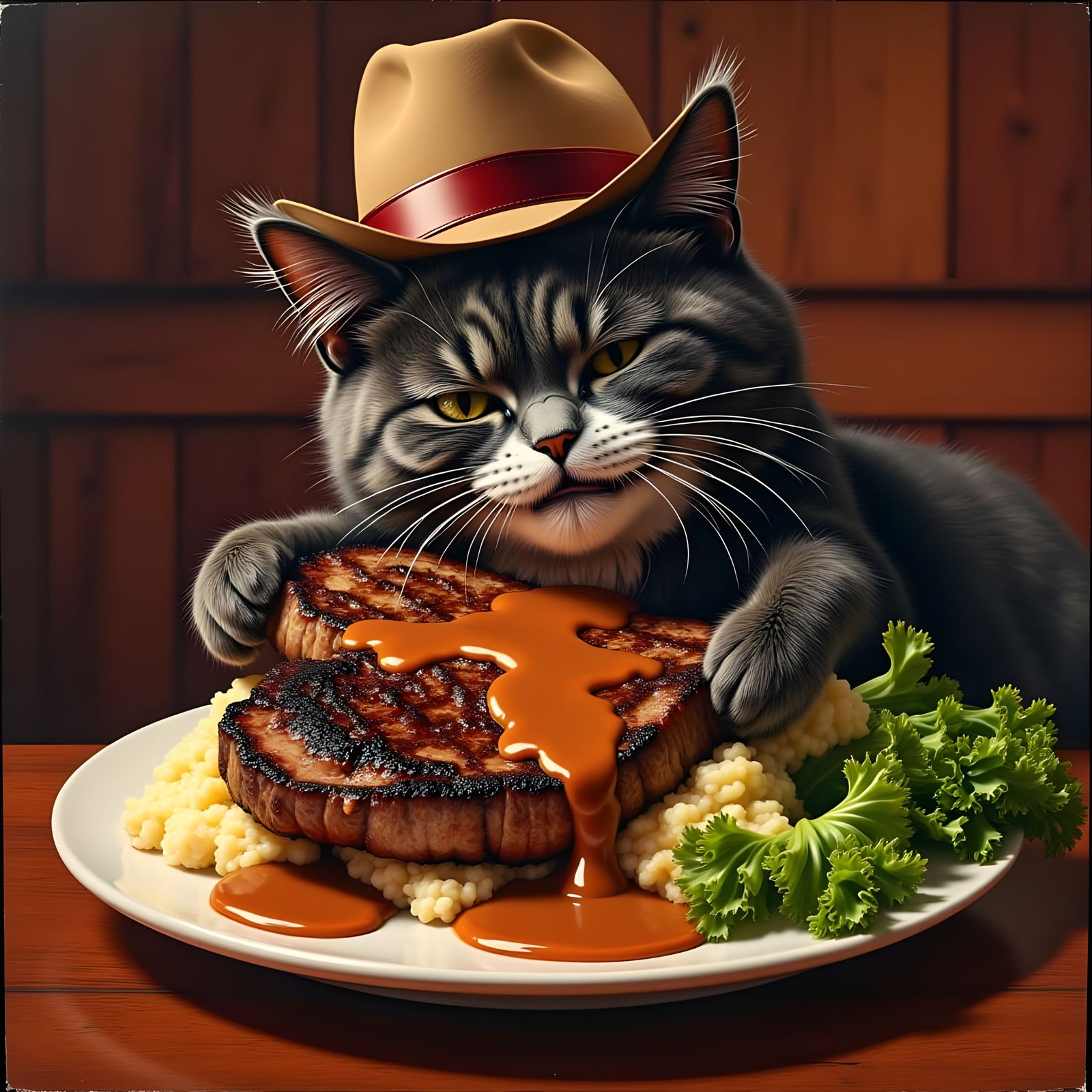 Whimsical Steakhouse Scene in Chicago Style