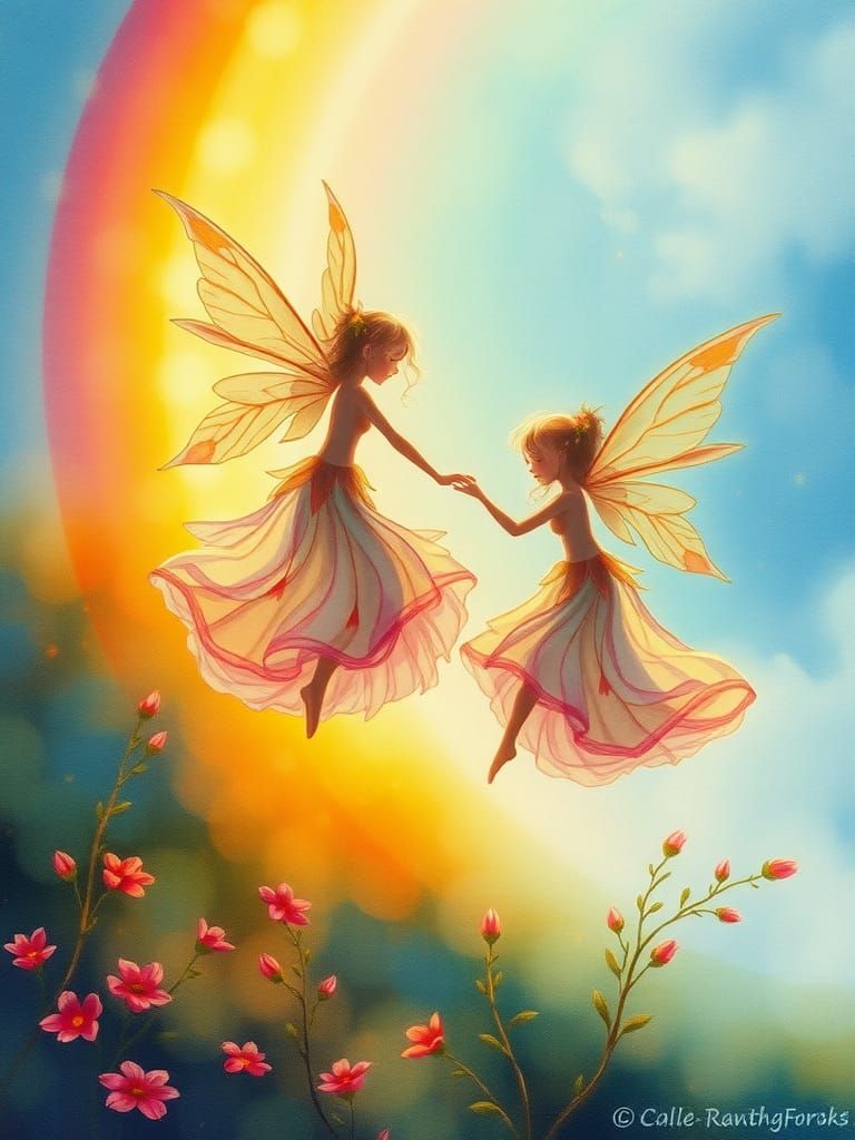 Nymphs Dancing on a Shimmering Rainbow