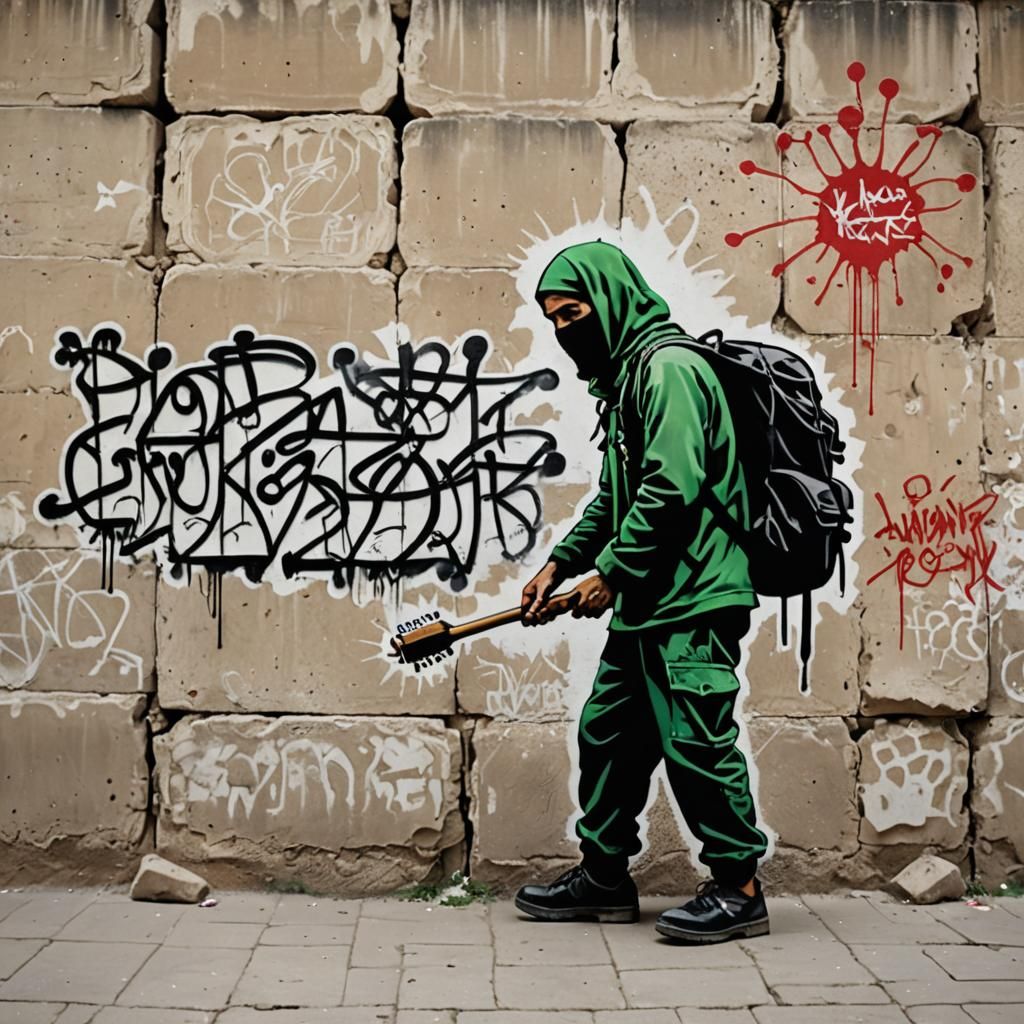 Banksy Style Graffiti of Kashmir on the Wailing Wall in Regg...