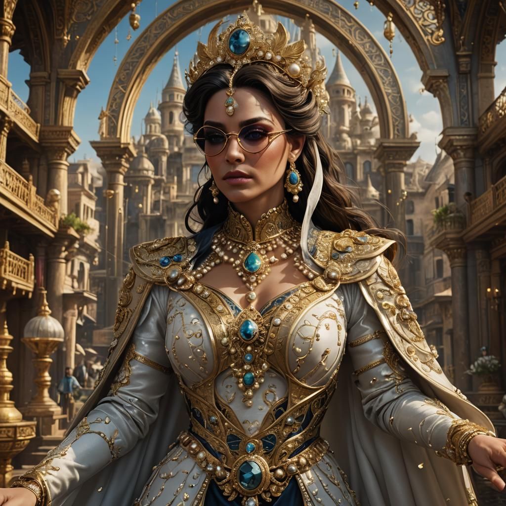 Young Countess in Gold and Pearls: Fantasy Art