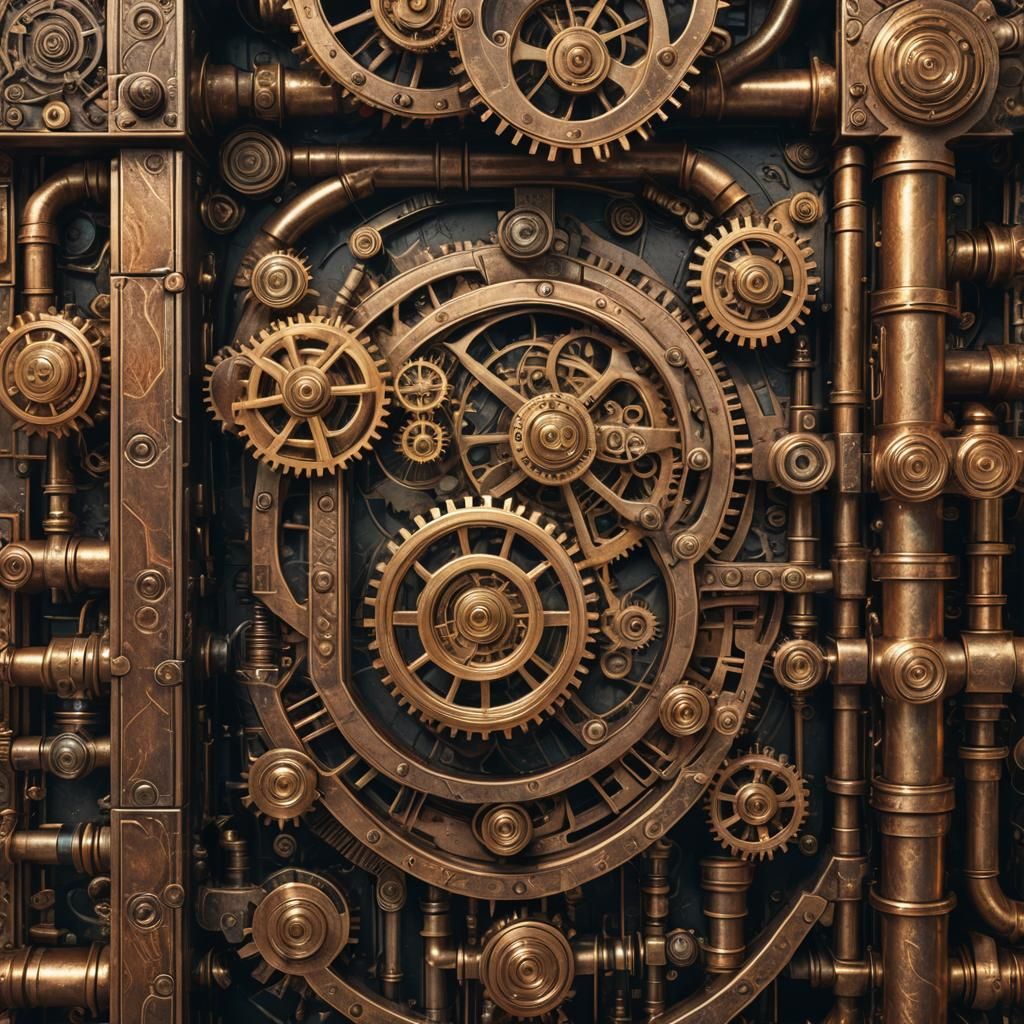 Steampunk Machinery Box with Glowing Details