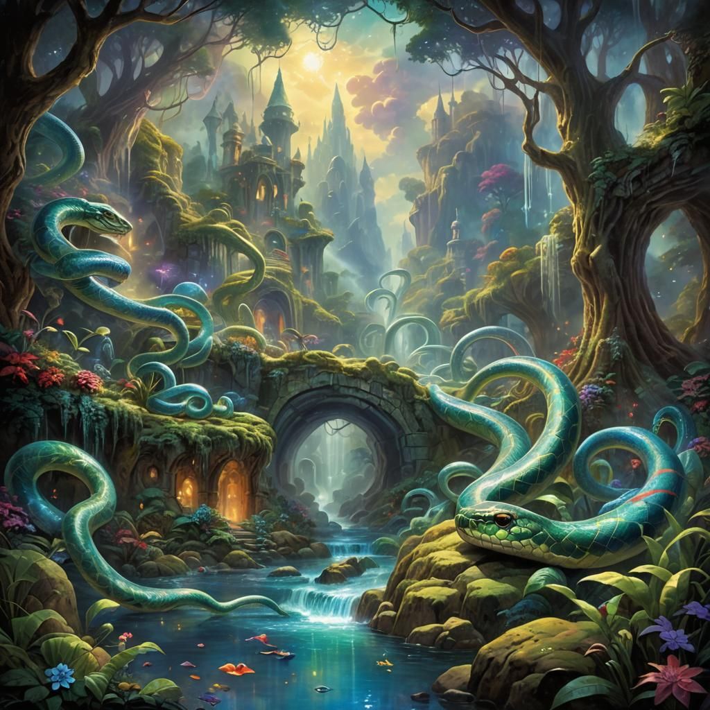 Crystal Snakes in Alien Cave System