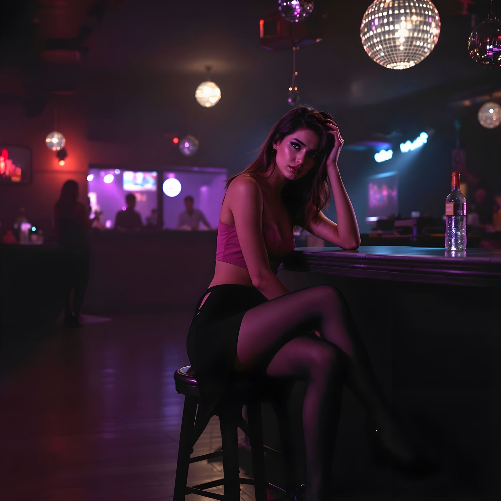 Disco Era Nostalgia: A Brunette Girl Reflects on Heartache