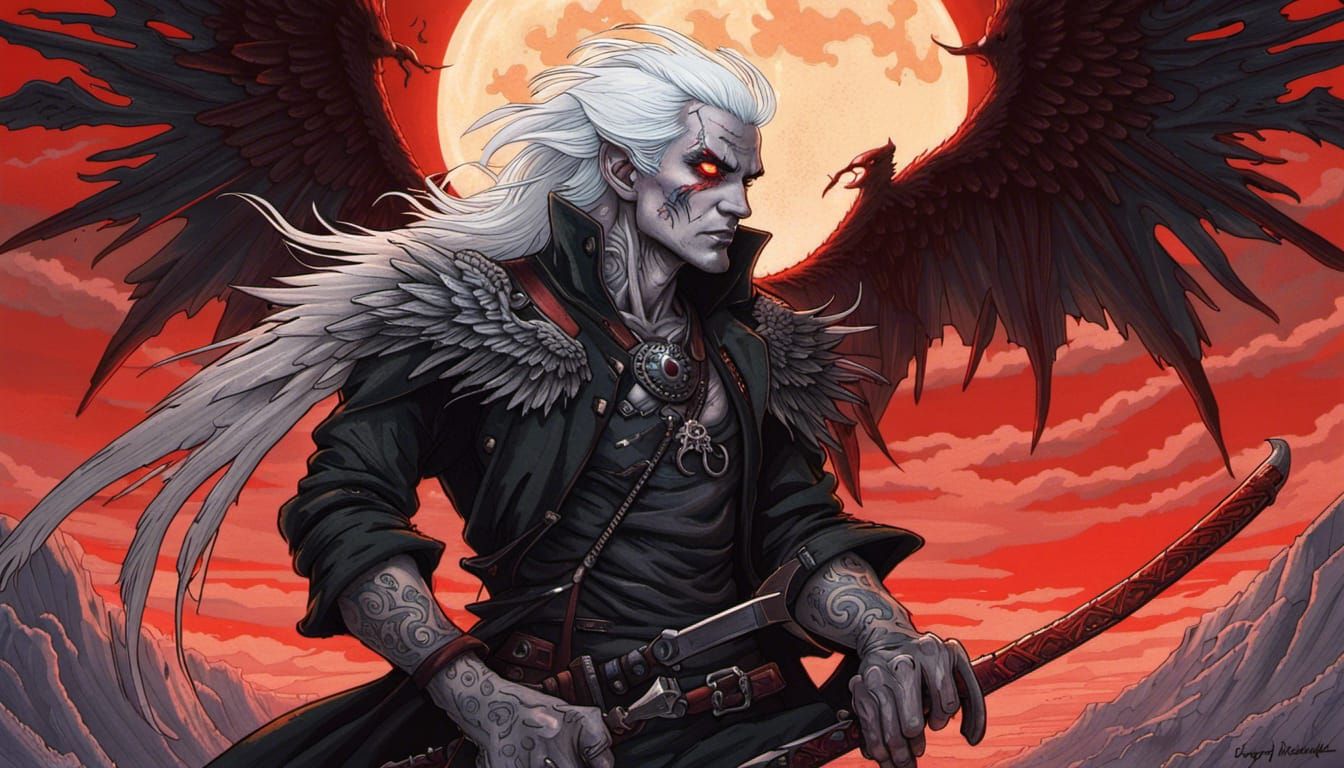 Vampire Demon with Katana in Dark Fantasy Style