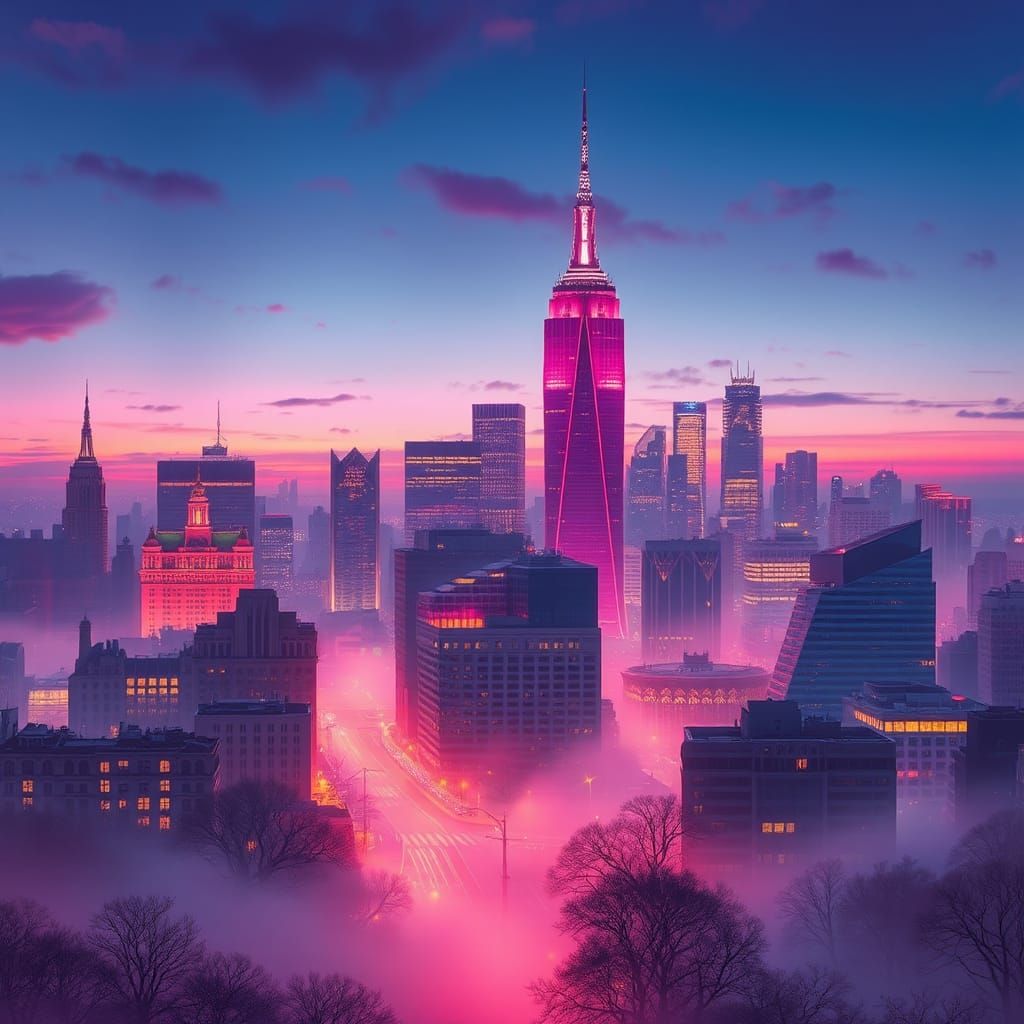 Pink Cityscape: Tribute to Breast Cancer Awareness
