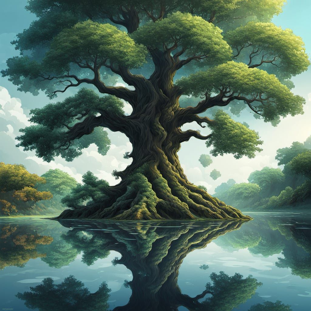 Vibrant Tree Majesty in Hyperrealistic Detail