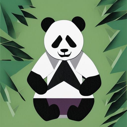 Geometric Panda in Bamboo Forest Art