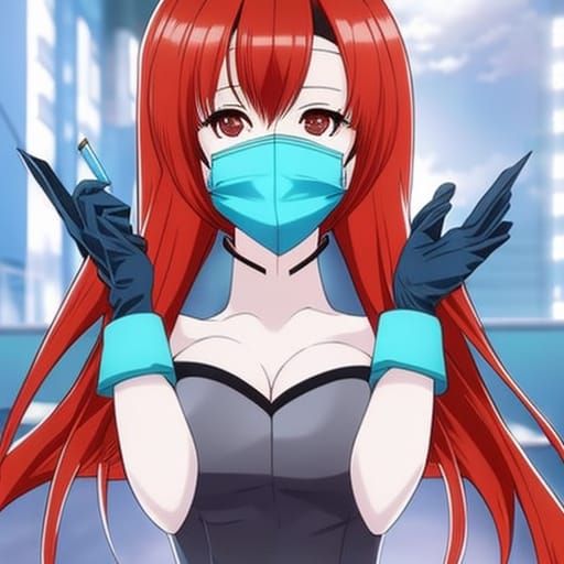 Red-Haired Dentist in Anime Key Visual Style