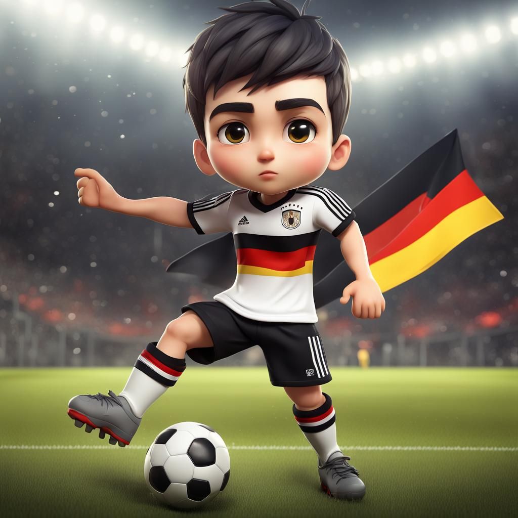 Chibi Soccer Player in Germany Colors: Detailed Art