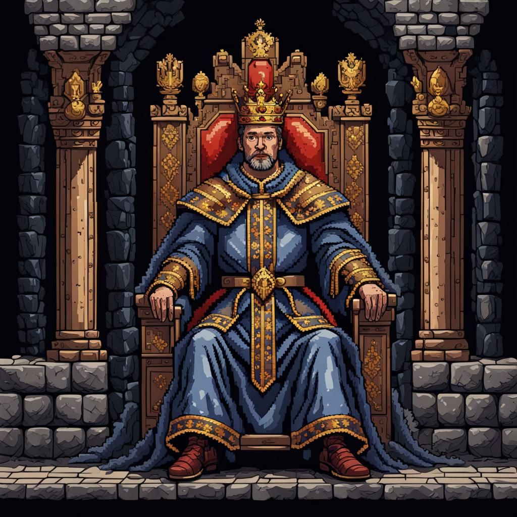 Medieval Romanian Ruler in 8-bit Pixel Art