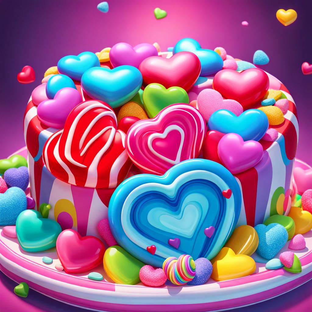 Candy Art Hearts: Playful Digital Illustration