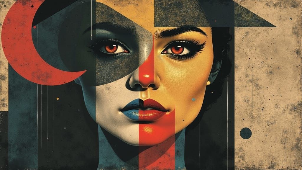 Vibrant Neo-Cubist Collage with Layered Geometry