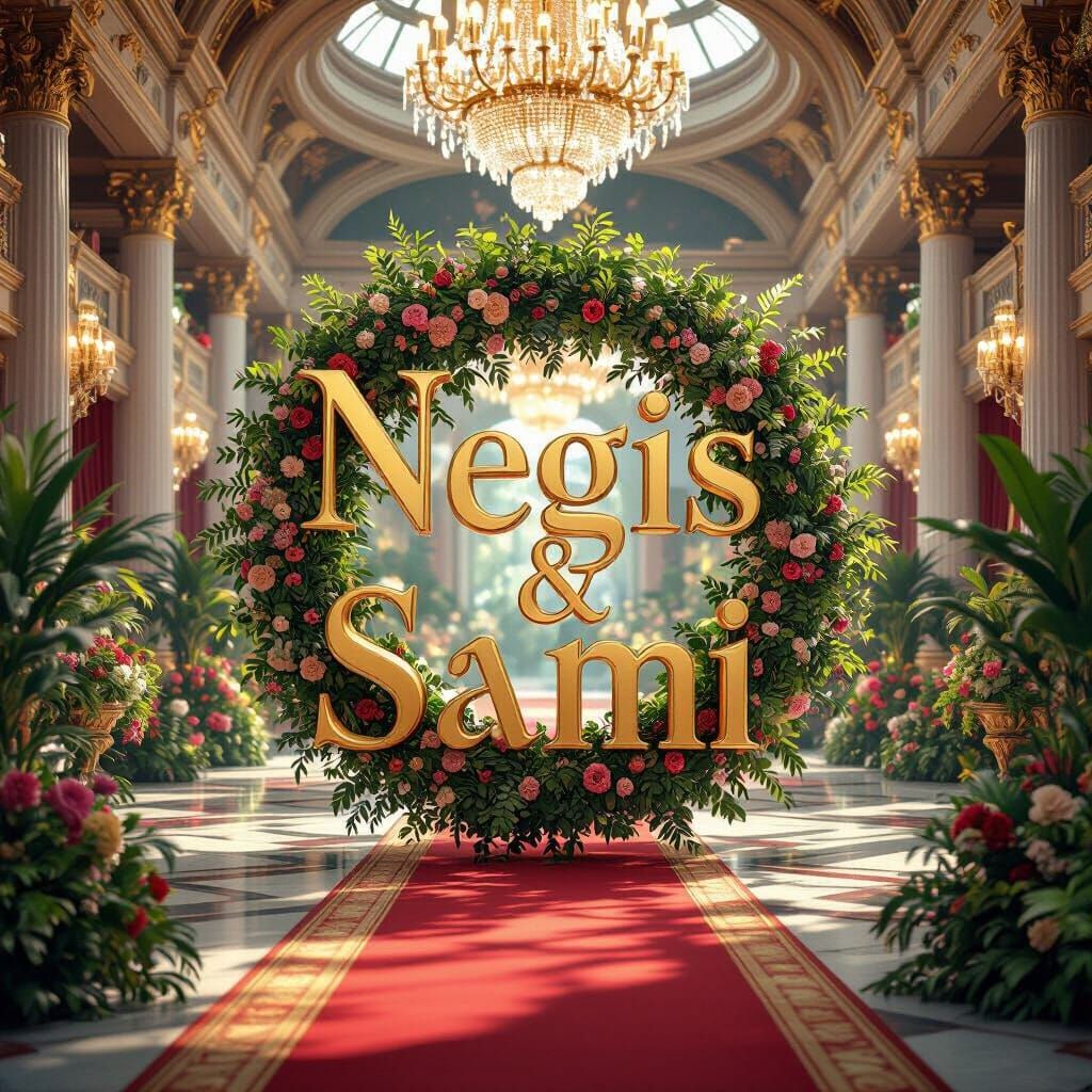 Elegant Golden Wedding Backdrop with Negis & Sami in Opulent...