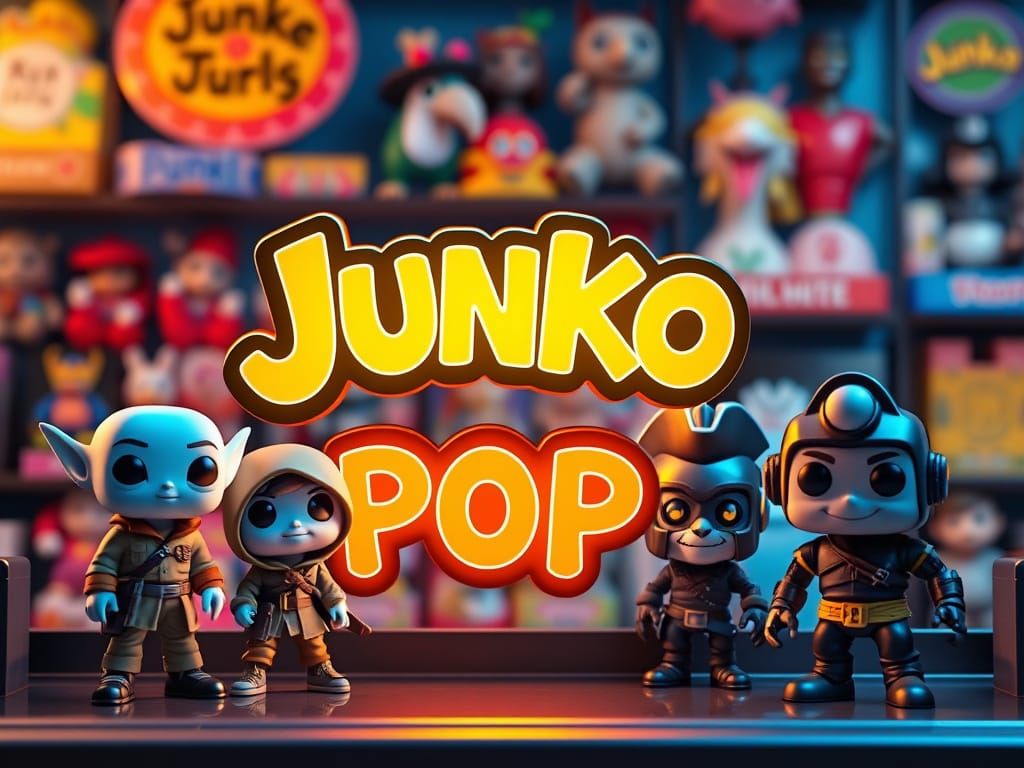 Vibrant Toy Shelf with Funko Pop Figures in 3D Anime Art
