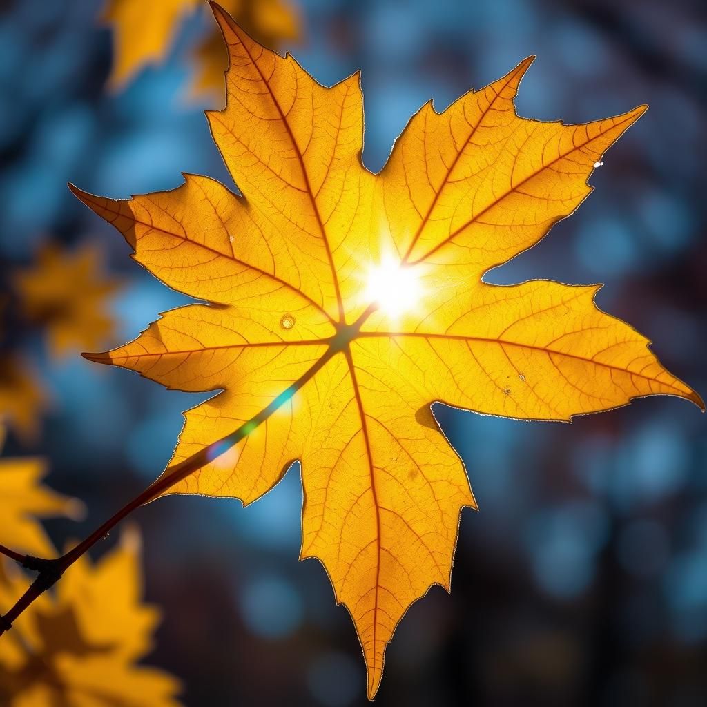 Hyperrealistic Maple Leaf in Dramatic Lighting