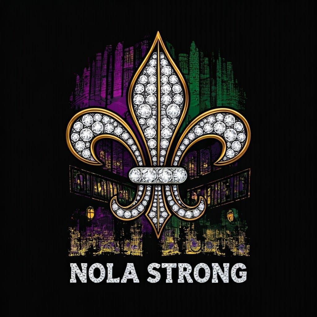 Vibrant Fleur de Lis Emblem in New Orleans Style