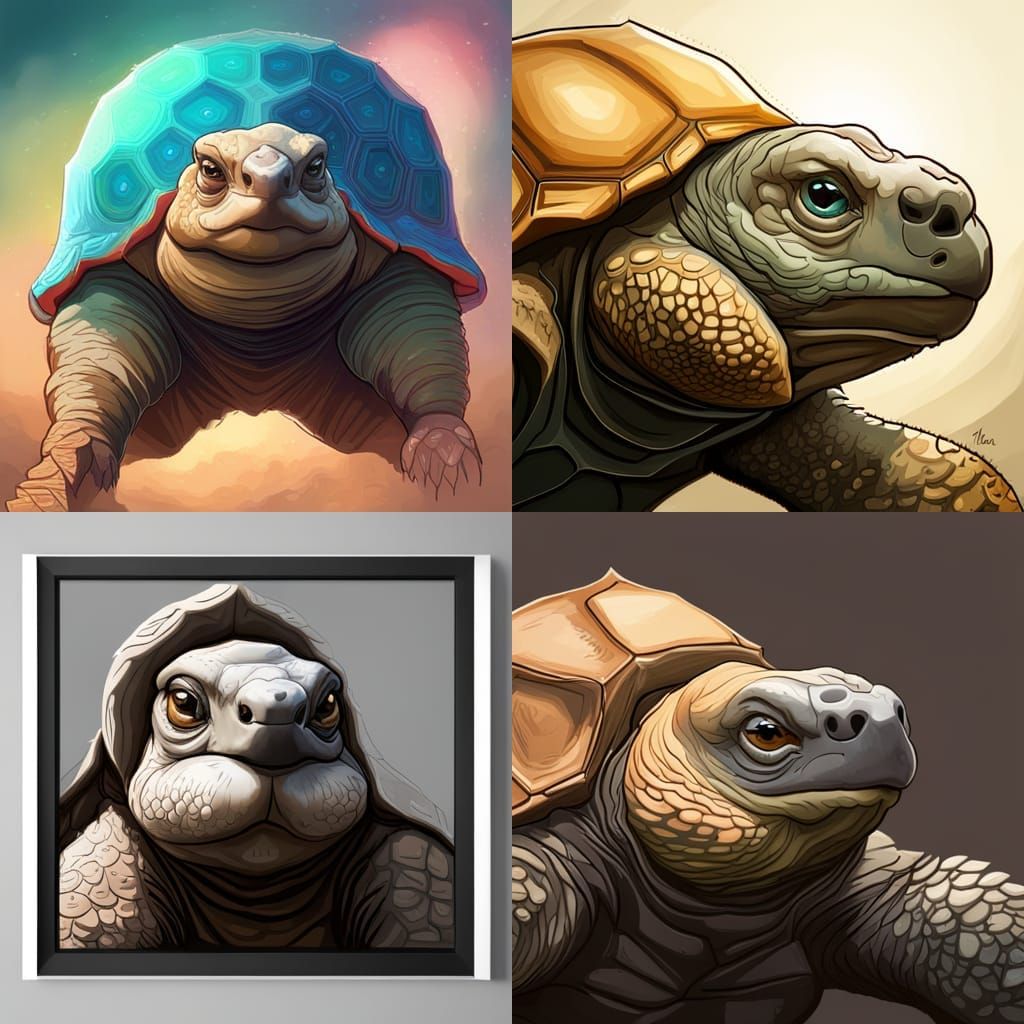 Galapagos Tortoise Portrait in Hyperdetailed Digital Art