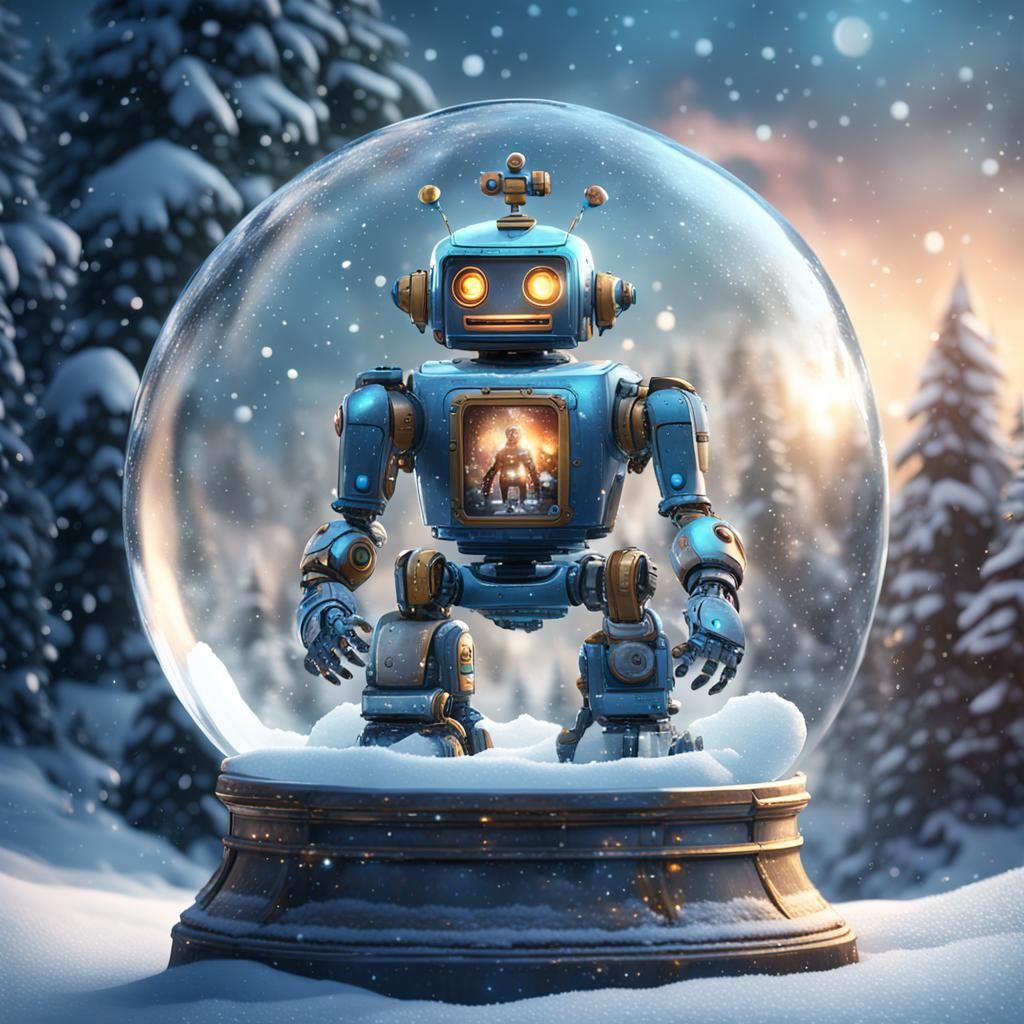 Robot Family Snow Globe: Fantasy Concept Art