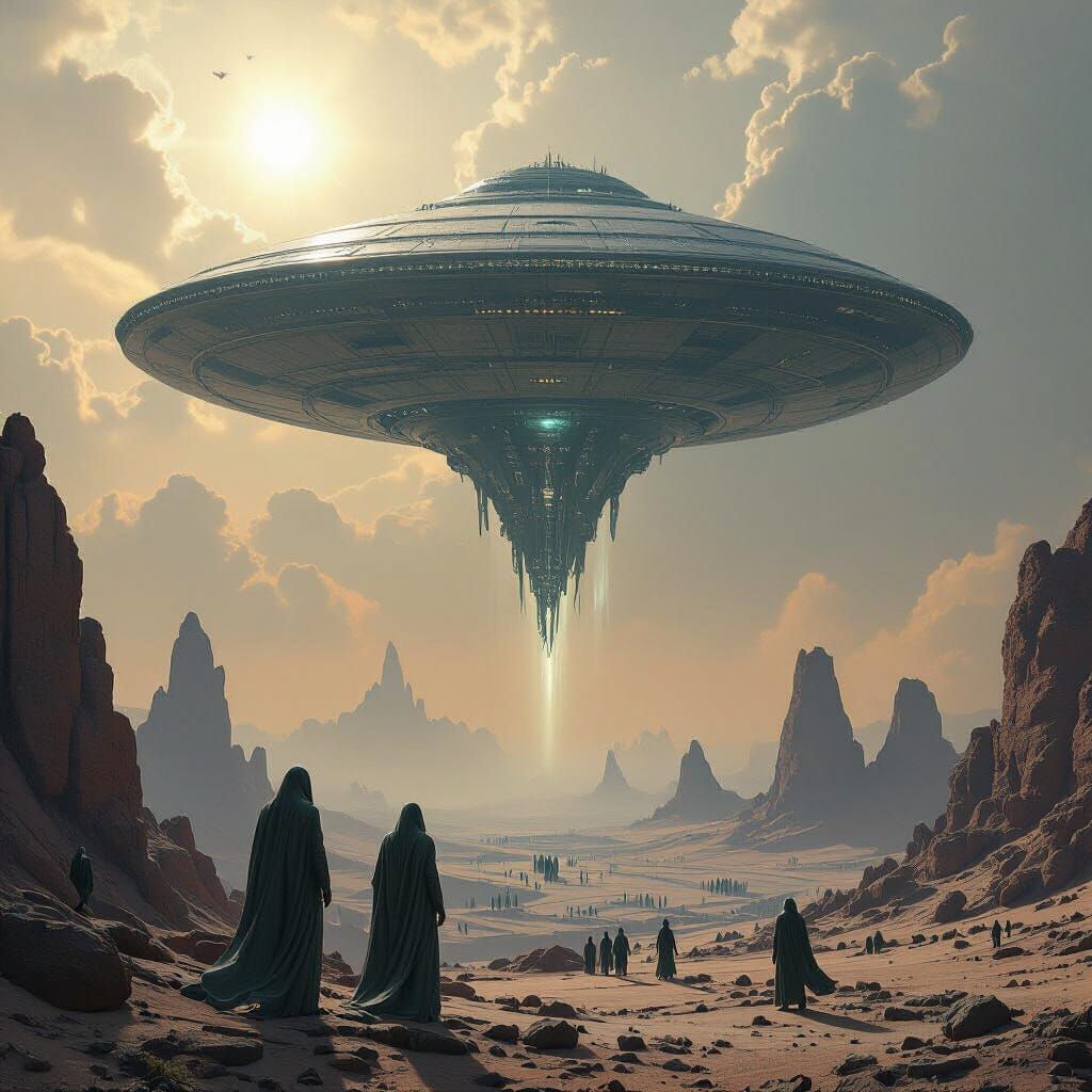 Annunaki Mothership Arrives on Nibiru in Beksinski Style