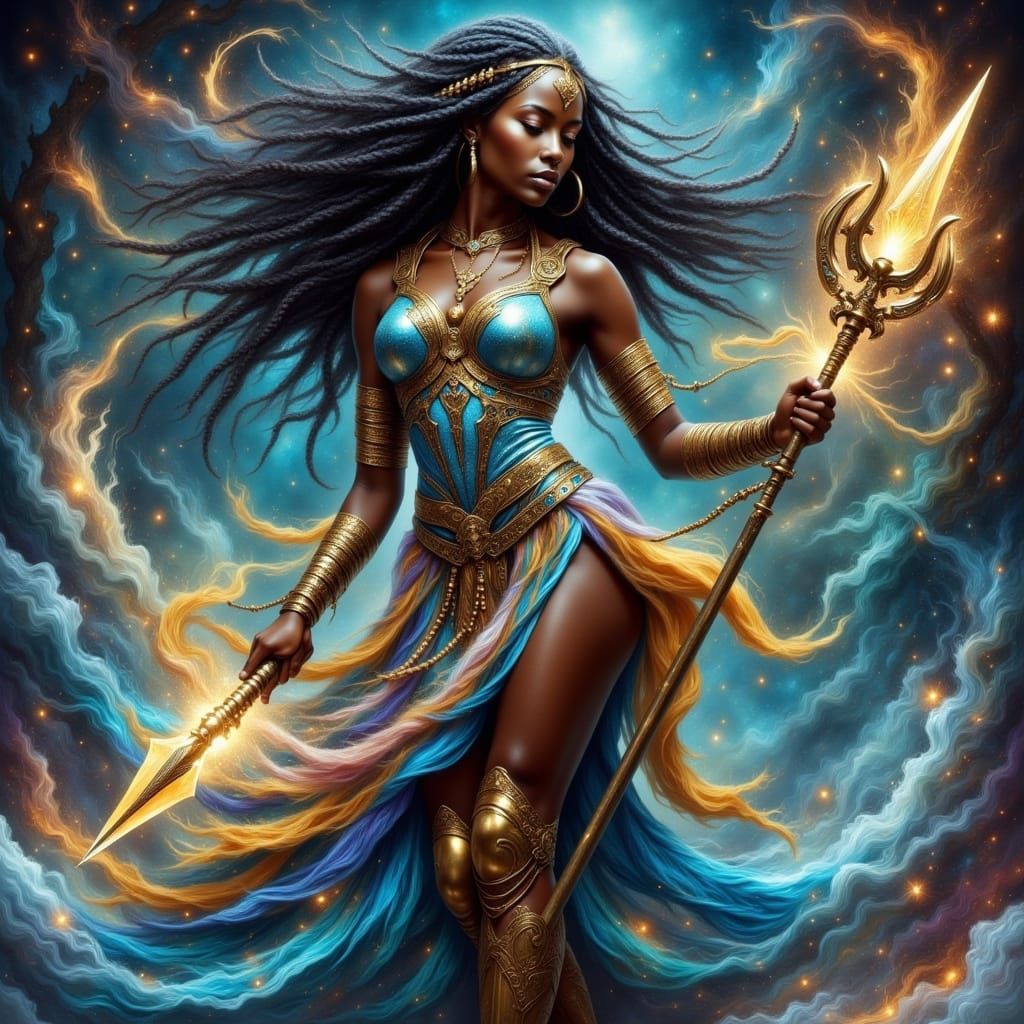 West African Warrior Princess in Cyberpunk Armor