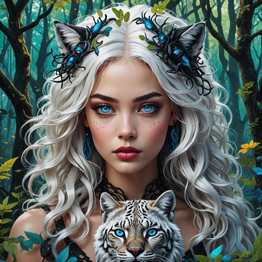 Whimsical Forest Woman in Candy Art Style