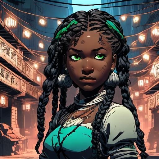 Elegant Cel-Shaded Woman in Undercity 3D Render