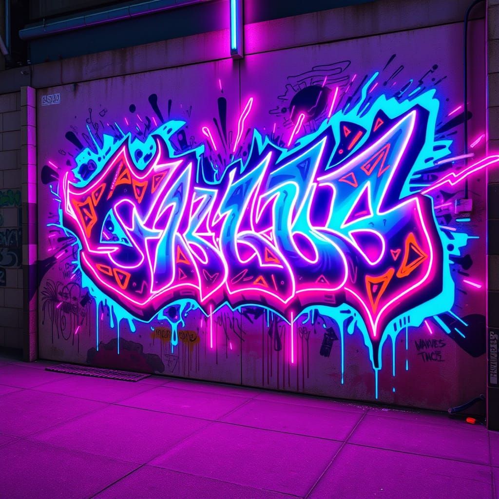 Neon Cyberpunk Street Art Unleashes Electric Energy
