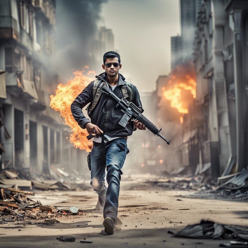 Bangladeshi Secret Agent Escaping Burning City in Hyperreali...