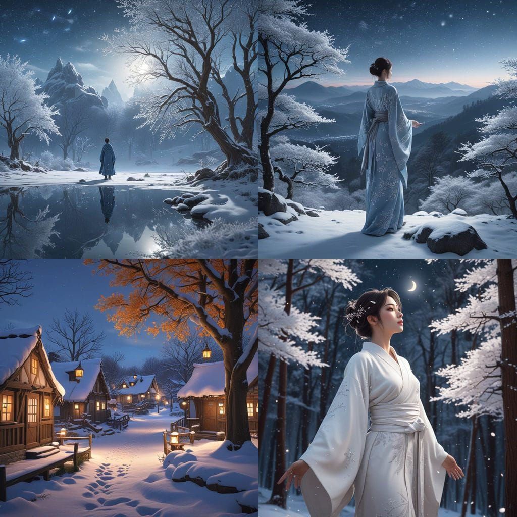 Breathtaking 8K Concept Art of a Silent Night Scene in Anime...