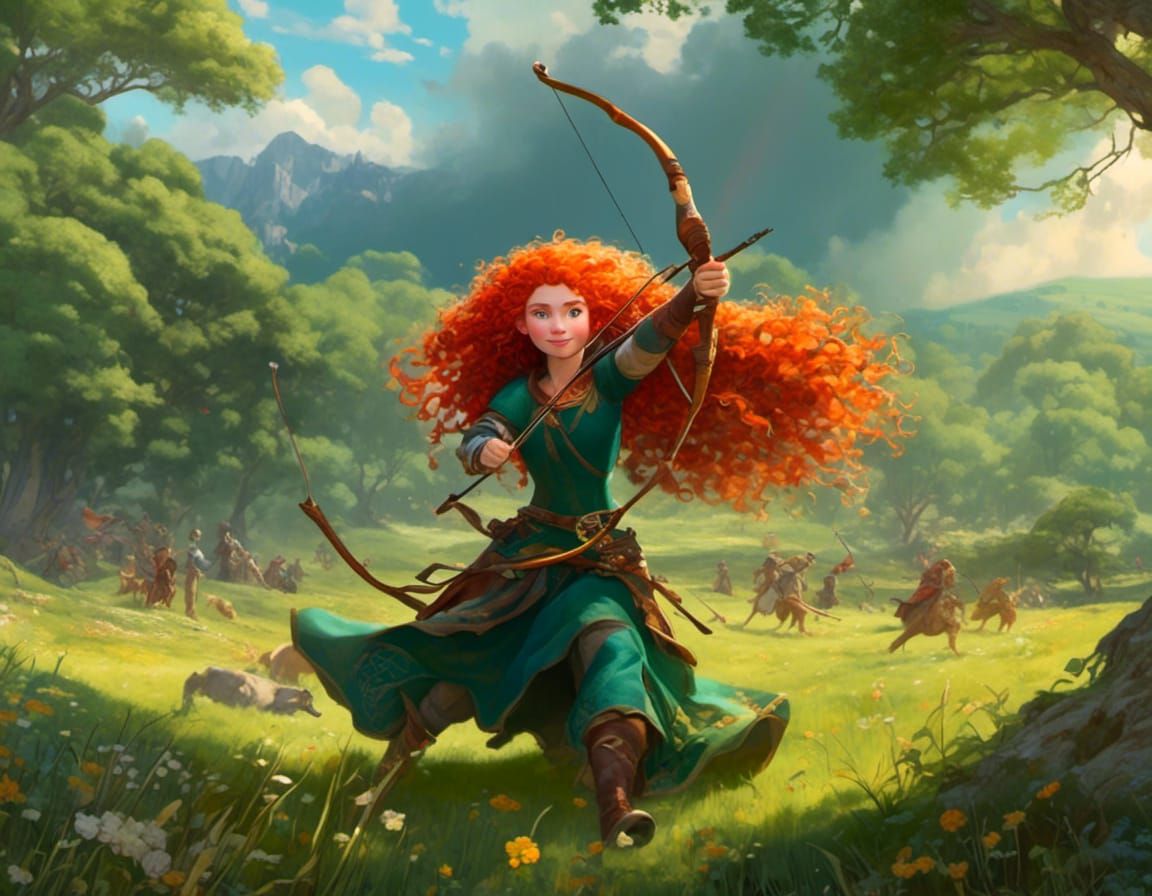 Merida the Archer in Open Grassy Field