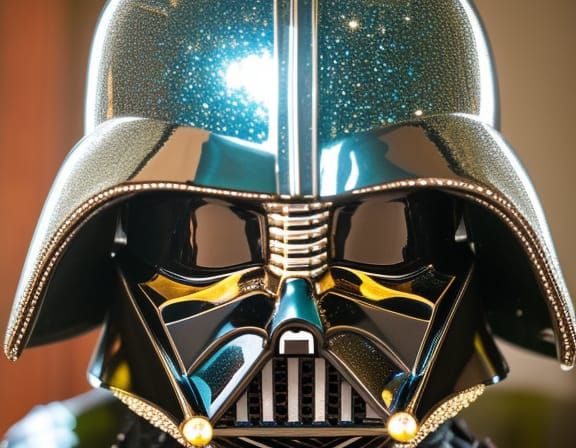 Jewel-Encrusted Darth Vader Helmet in Hyperrealistic Style