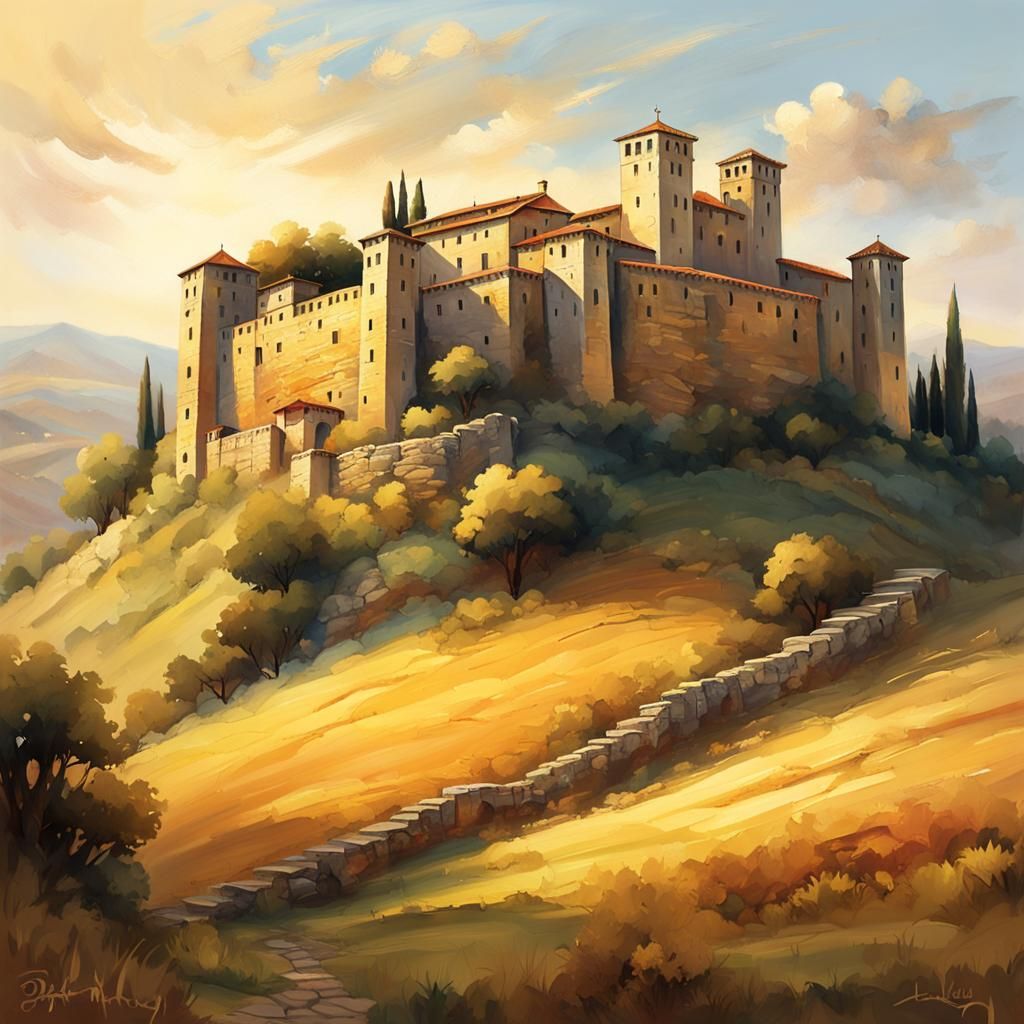 Italian Medieval Fortress in Golden Light