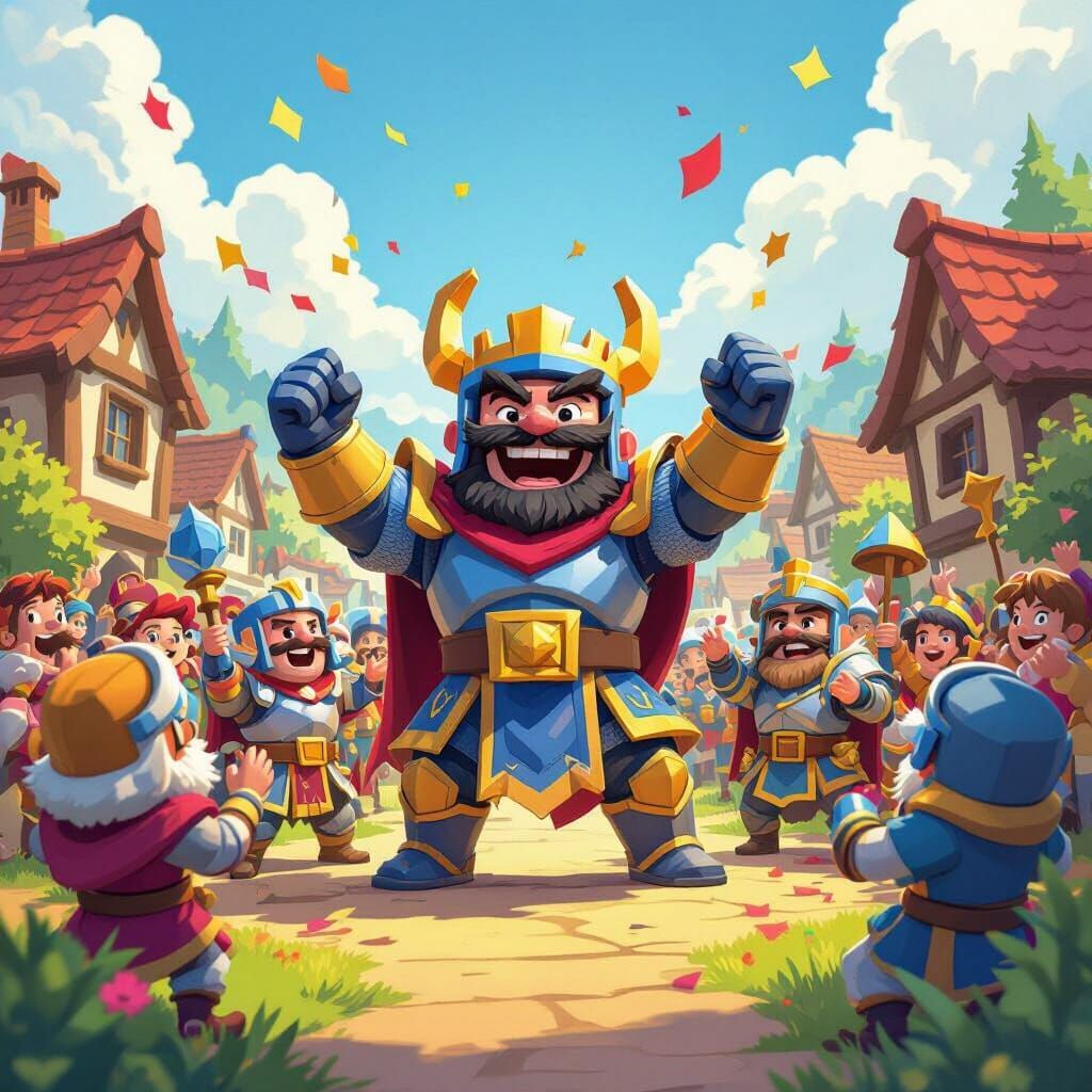 Clash Royale Characters Celebrate in Whimsical Village