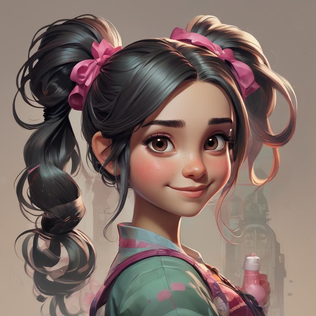 Vanellope von Schweetz Portrait in Hyperdetailed Art Style
