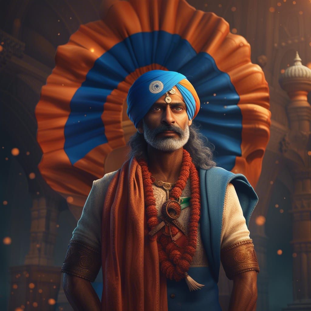 Handsome Indian Man with Flag in 3D Animation