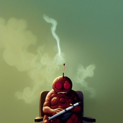 Hyperrealistic Meatwad Smoking Cigar in Chair